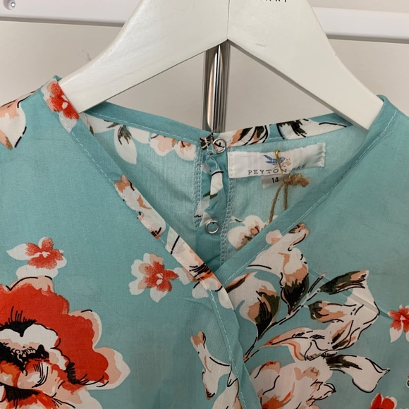 Peyton Bre Blue floral romper size 16 - Picture 3 of 12